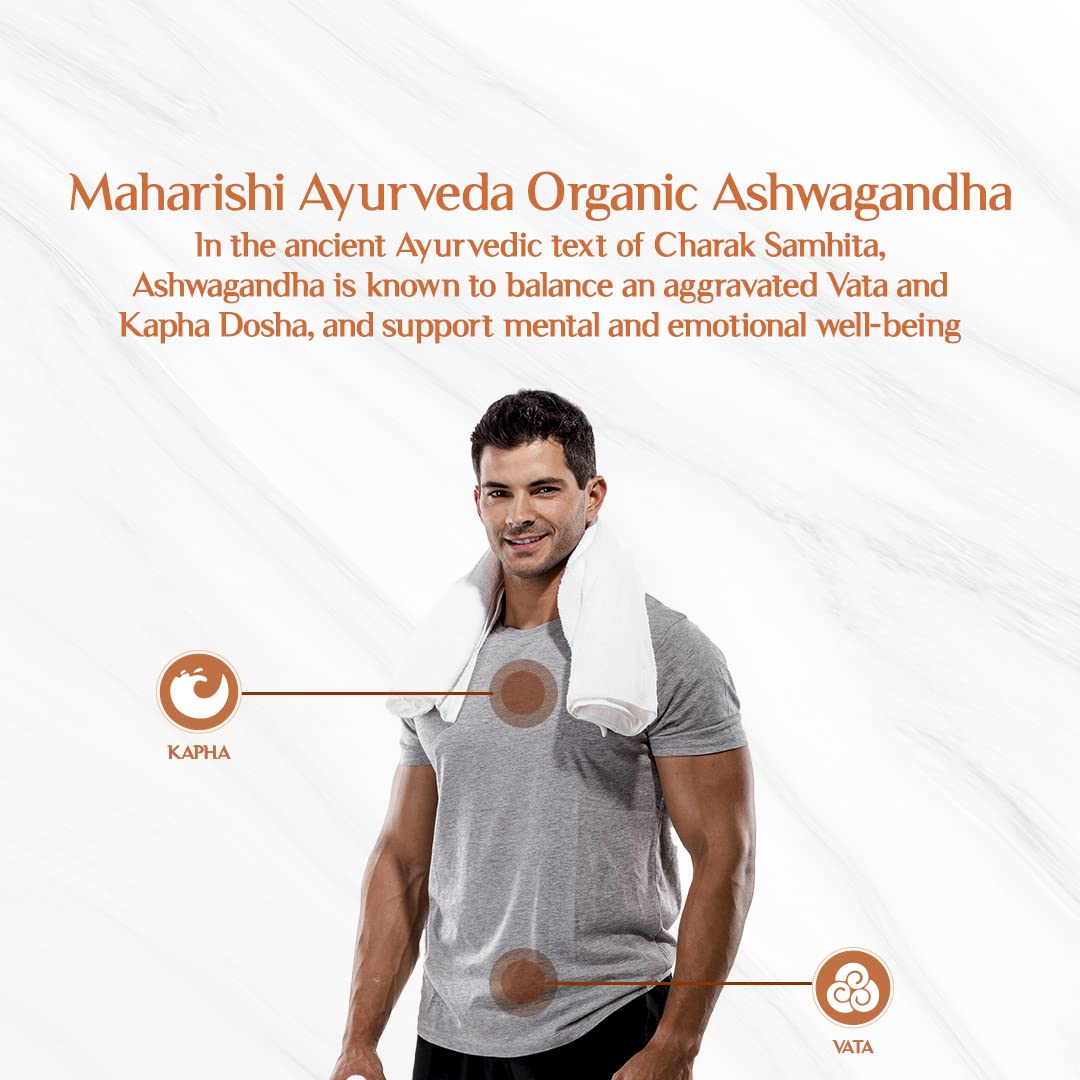 Maharishi Ayurveda Organic Ashwagandha | 100% Organic| General Wellness Tablets| Rejuvenates Mind & Body | Made with Pure Herbs | 120 Tablets (Pack of 2)