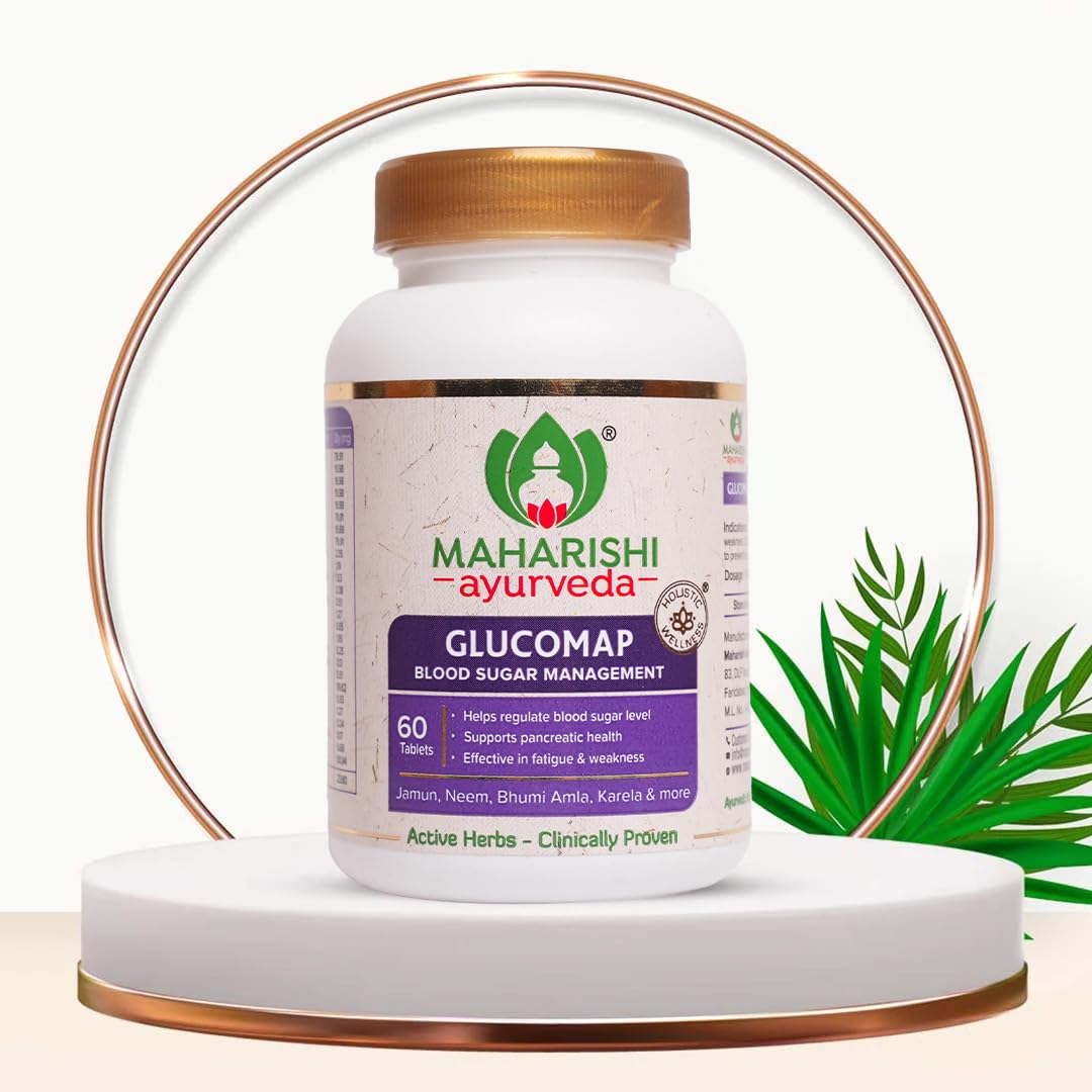 Maharishi Ayurveda Glucomap For Diabetes Management With Jamun,Karela,Neem,Arjuna Help Control Blood Sugar Levels Natural Glucose Regulator Helps In Blood Sugar Metabolism 60 Tablets Pack Of 1