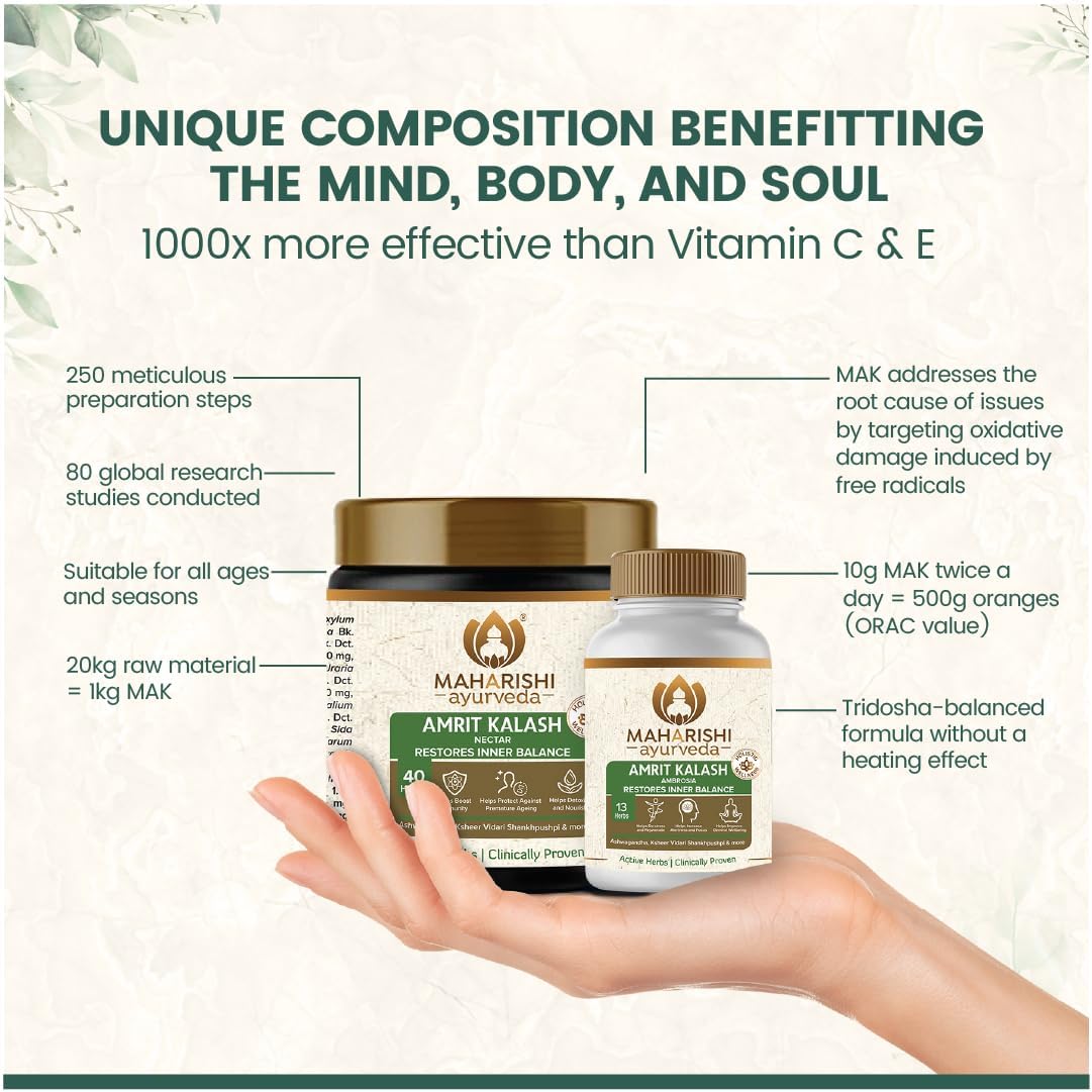 Maharishi Ayurveda Amrit Kalash | 600g Nectar + 60 Tablets | 30 Day Pack