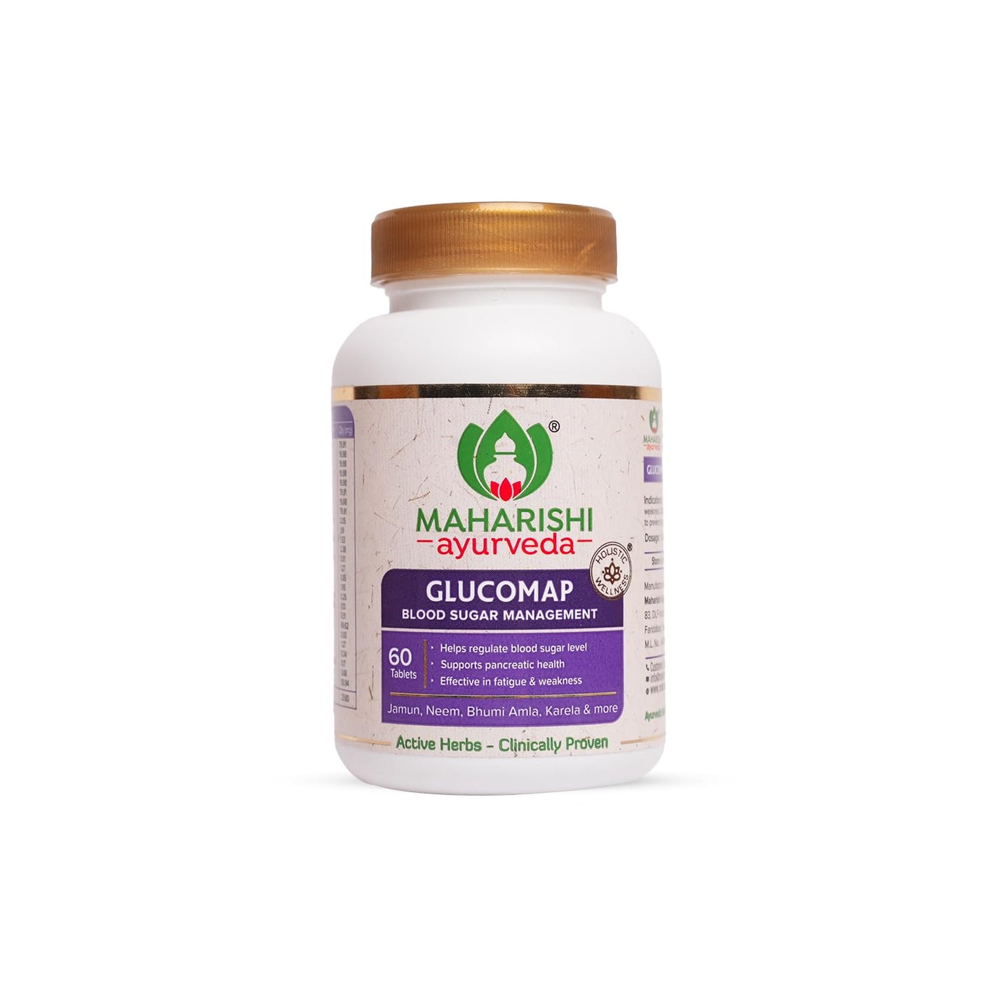 Maharishi Ayurveda Glucomap For Diabetes Management With Jamun,Karela,Neem,Arjuna Help Control Blood Sugar Levels Natural Glucose Regulator Helps In Blood Sugar Metabolism 60 Tablets Pack Of 1