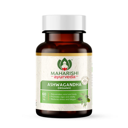 Maharishi Ayurveda Organic Ashwagandha | 100% Organic| General Wellness Tablets| Rejuvenates Mind & Body | Made with Pure Herbs | 120 Tablets (Pack of 2)
