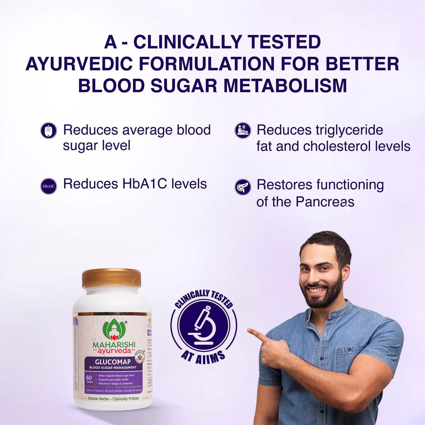 Maharishi Ayurveda Glucomap For Diabetes Management With Jamun,Karela,Neem,Arjuna Help Control Blood Sugar Levels Natural Glucose Regulator Helps In Blood Sugar Metabolism 60 Tablets Pack Of 1