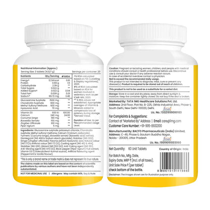 Tata 1mg Joint Support Advanced Tablet with Glucosamine, MSM, & Chondroitin, For Men & Women, Pack of 60 Tablets
